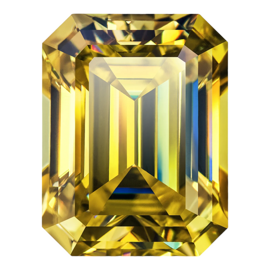 Sun Yellow Emerald Cut Moissanites