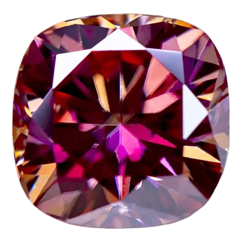 Watermelon Red Cushion Cut Moissanites