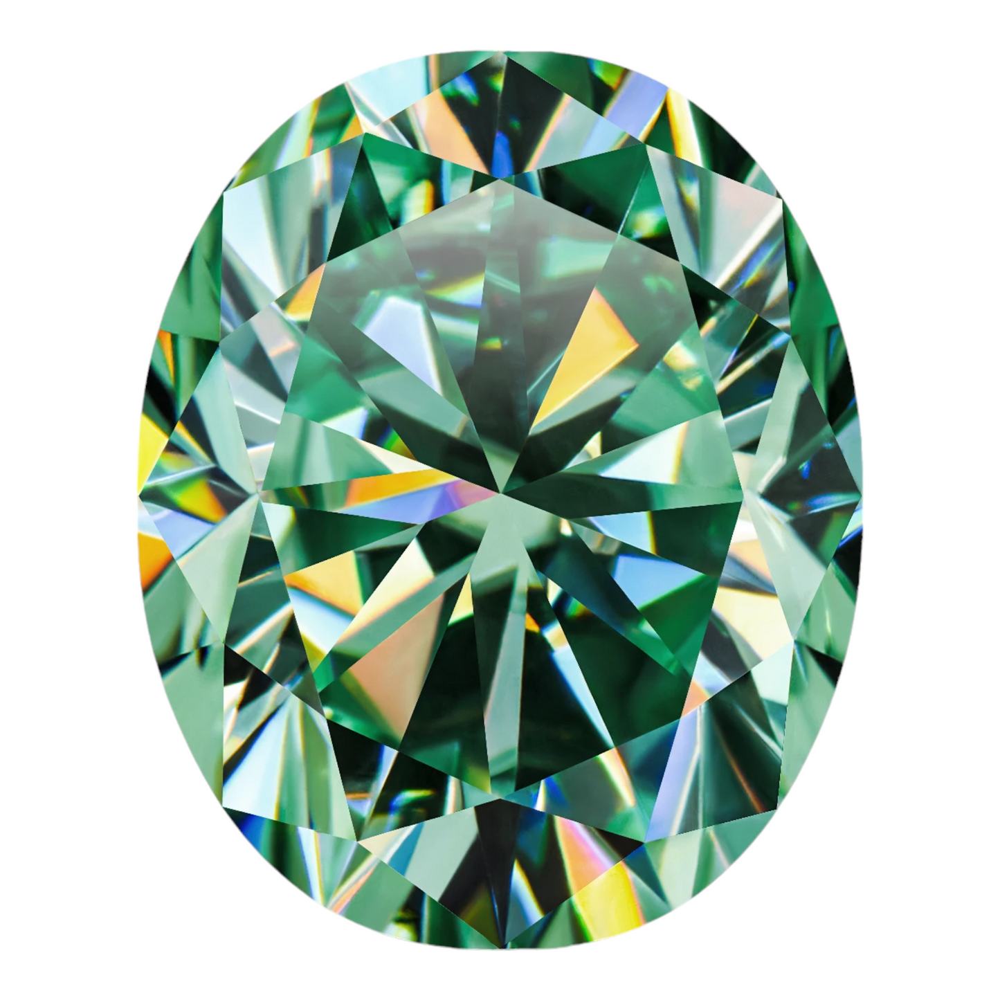 Green Oval Cut Moissanites