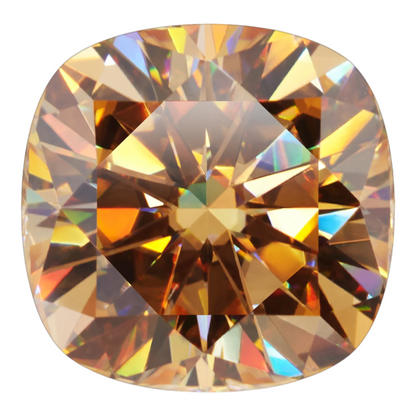 Vivid Champagne Cushion Cut Moissanites