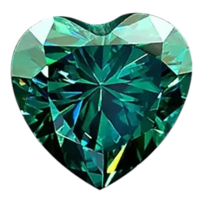 Green Heart Cut Moissanites