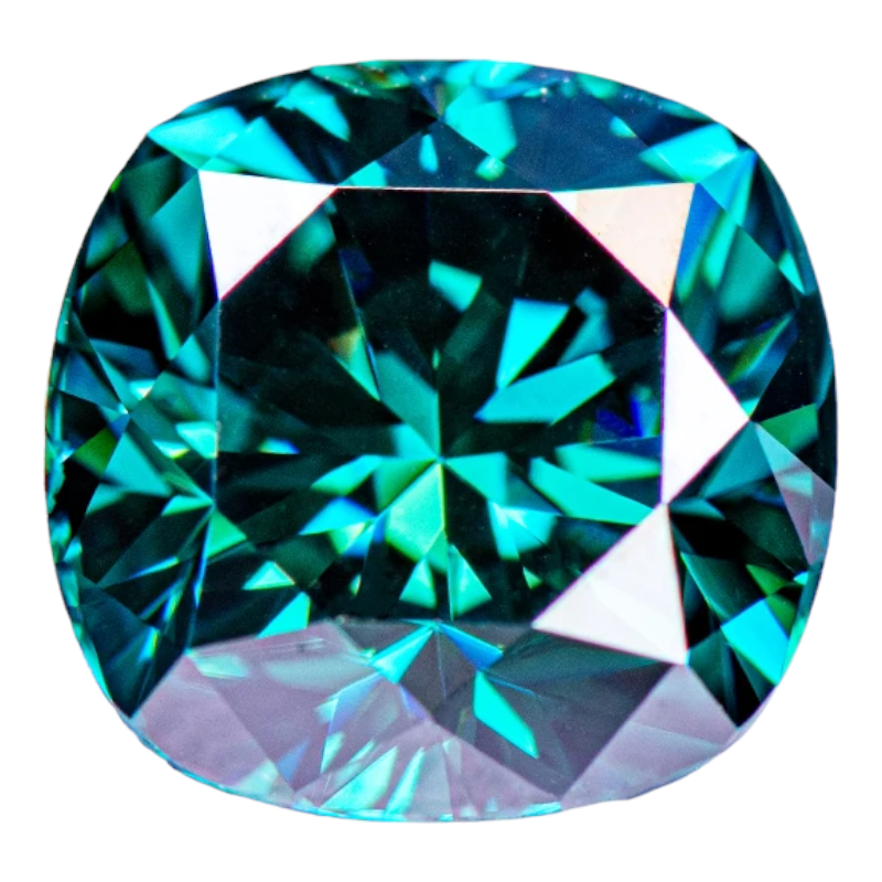 Emerald Green Cushion Cut Moissanites