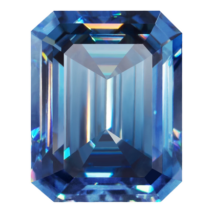 Royal Blue Emerald Cut Moissanites