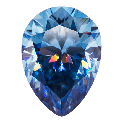 Royal Blue Pear Cut Moissanites