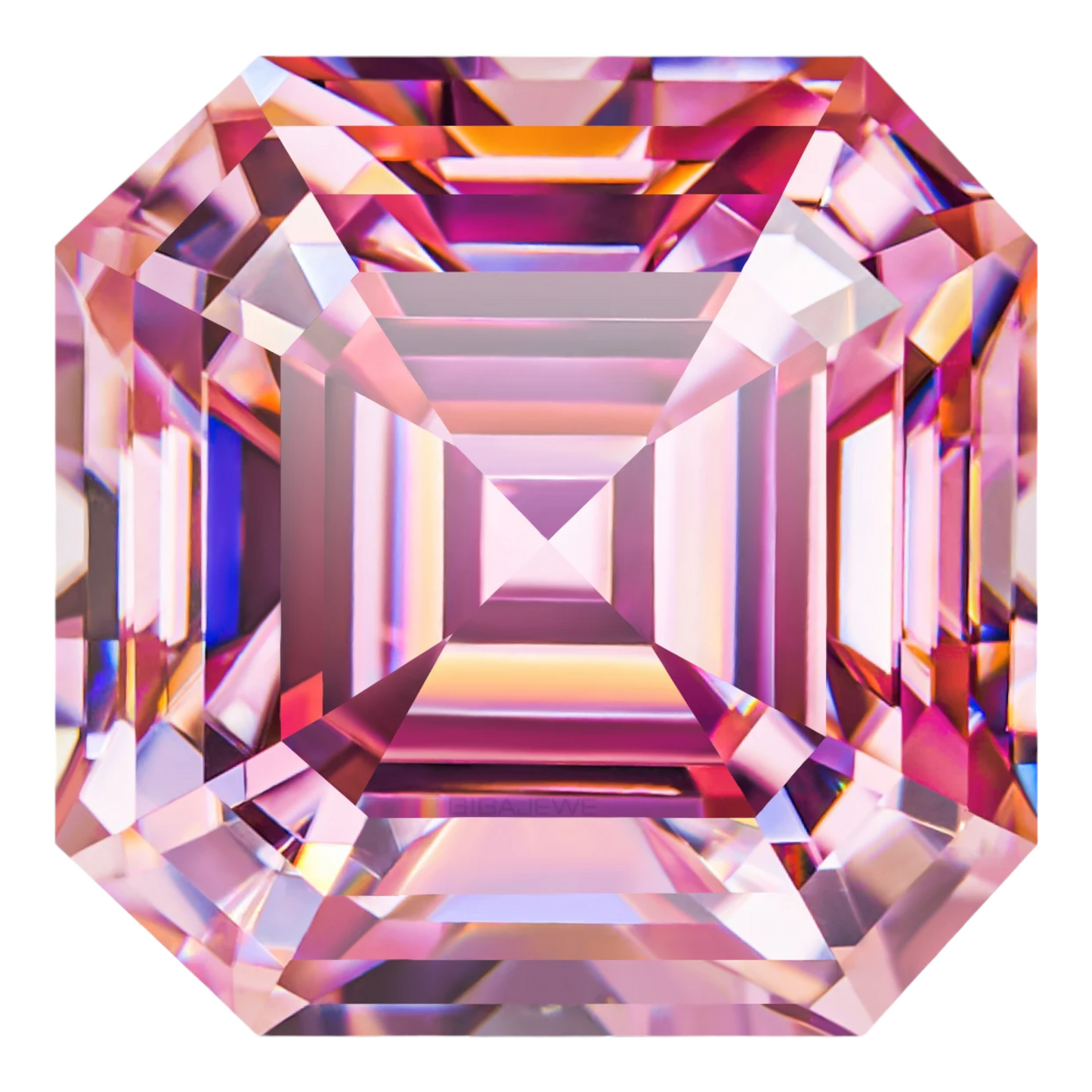 Soft Pink Asscher Cut Moissanites