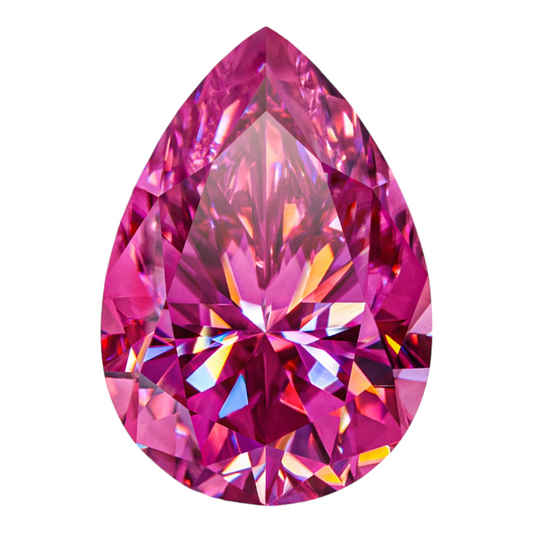 Vivid Pink Pear Cut Moissanites