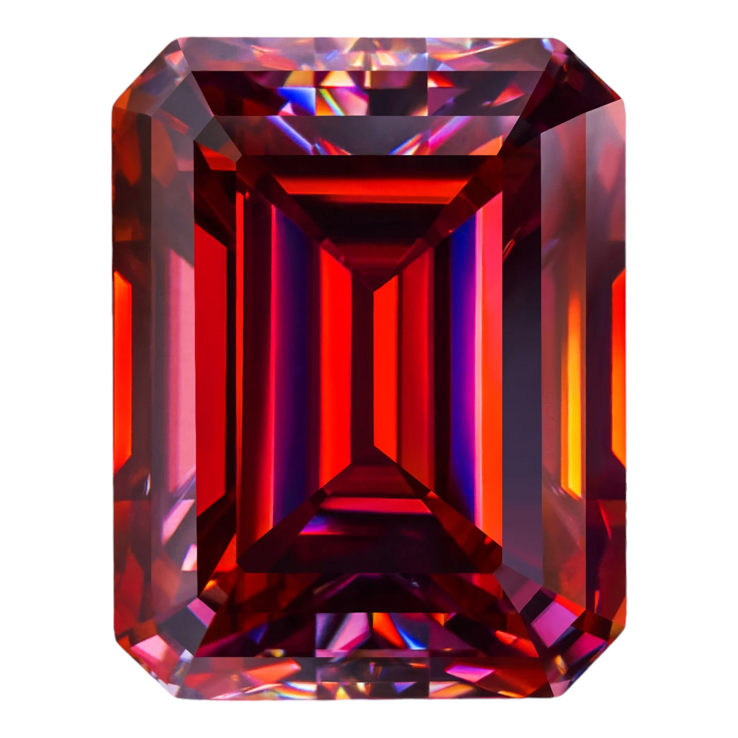 Pigeon Blood Red Emerald Cut Moissanites