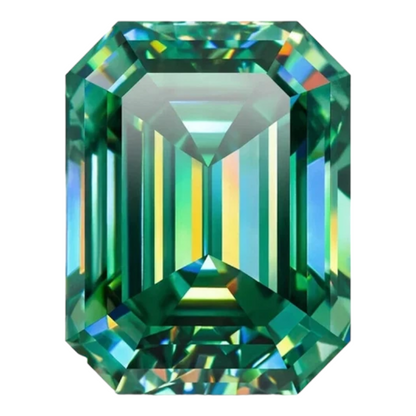 Emerald Green Emerald Cut Moissanites