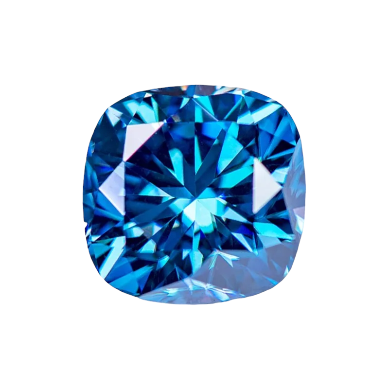 Cornflower Blue Cushion Cut Moissanites