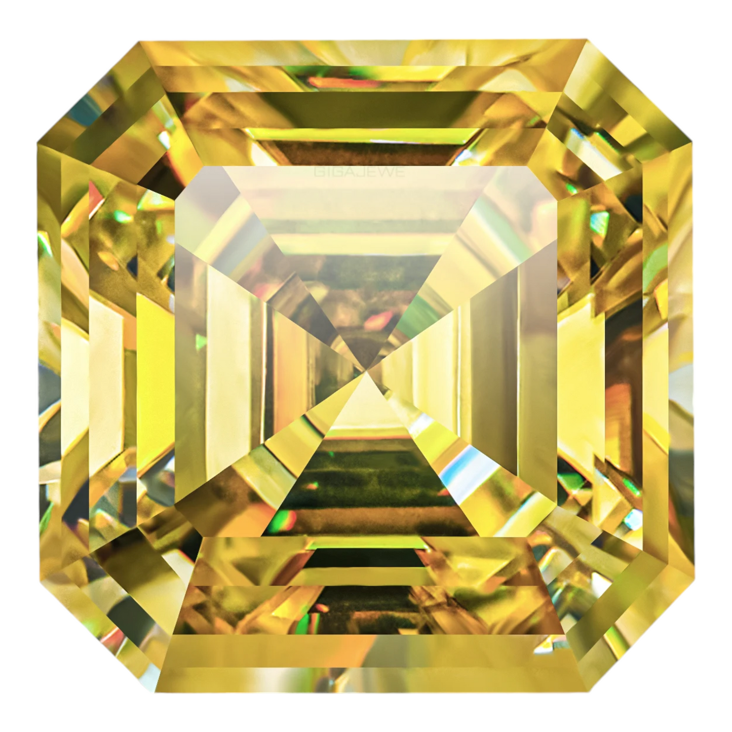 Sun Yellow Asscher Cut Moissanites