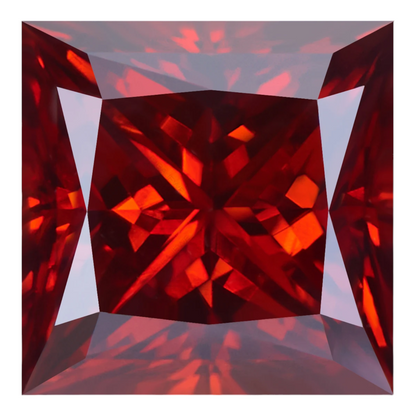 Pigeon Blood Red Princess Cut Moissanites