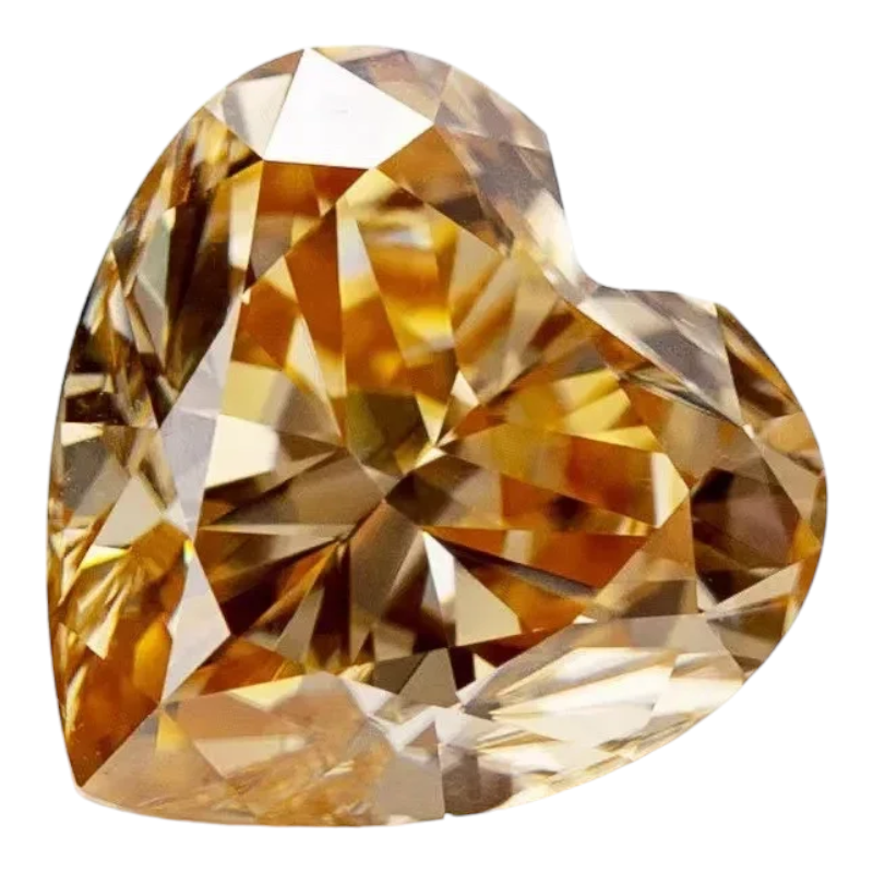 Vivid Champagne Heart Cut Moissanites