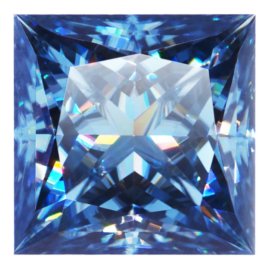 Royal Blue Princess Cut Moissanites