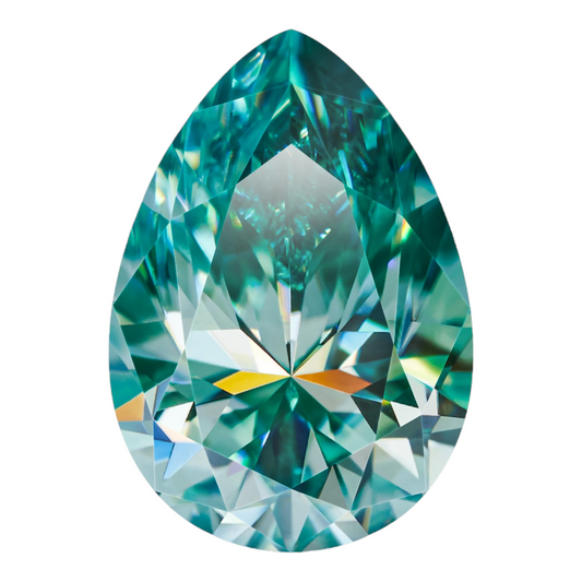 Bluish Green Pear Cut Moissanites