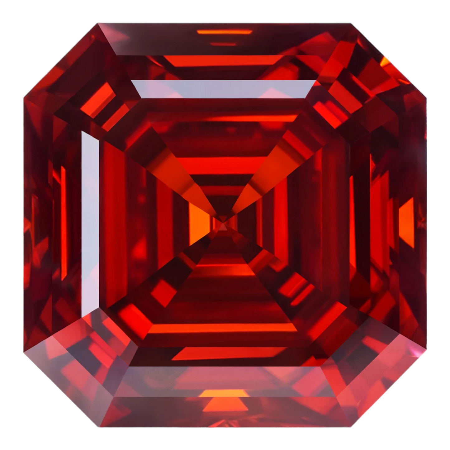 Pigeon Blood Red Asscher Cut Moissanites