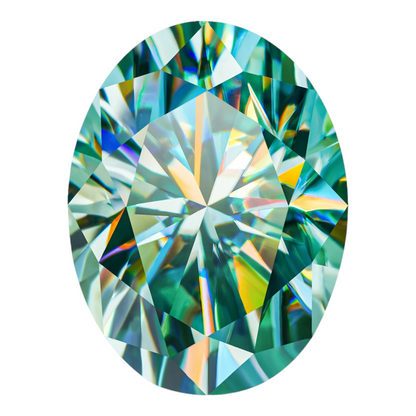 Blueish Green Oval Cut Moissanites