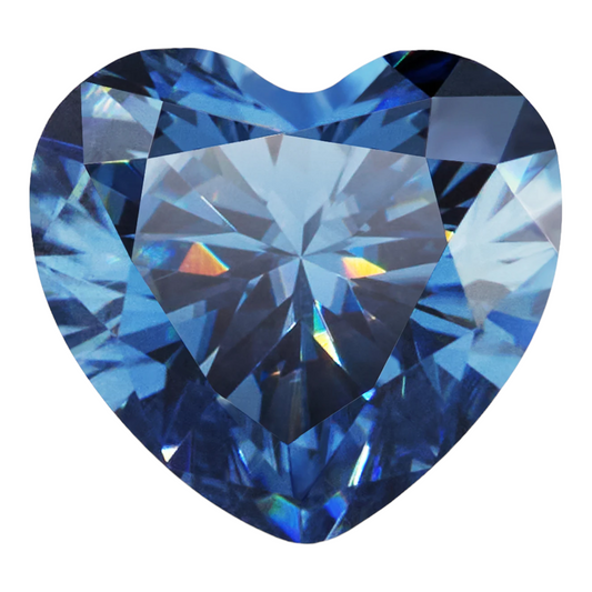 Royal Blue Heart Cut Moissanites