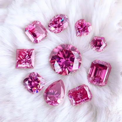 Vivid Pink Moissanites