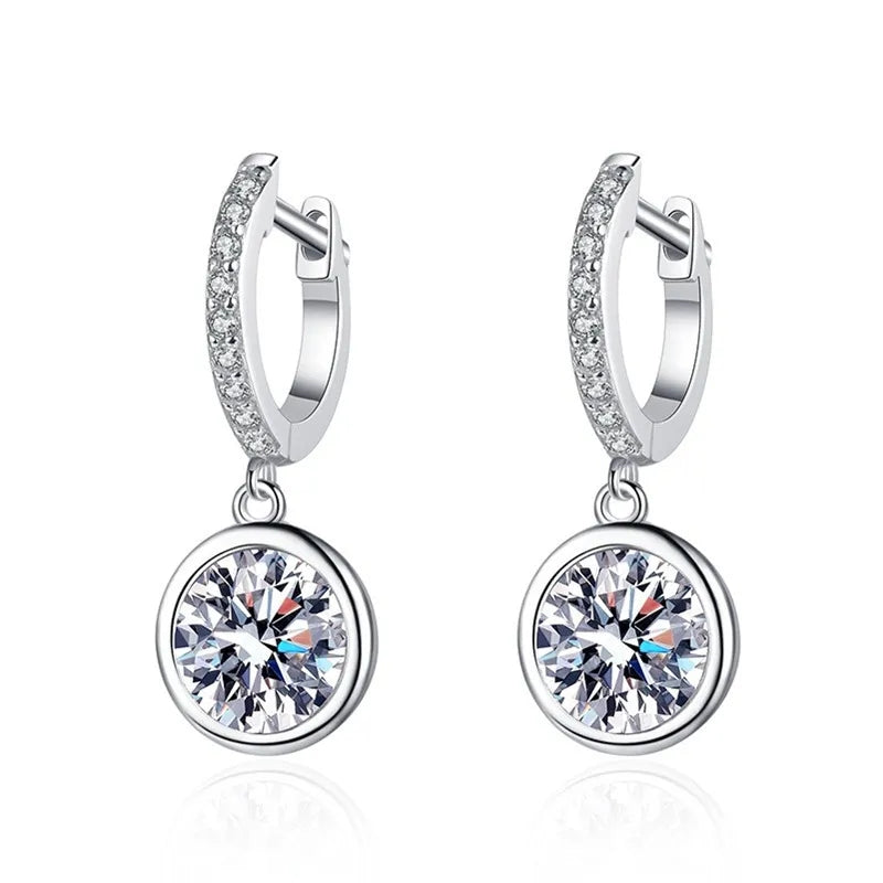 Moissanite Drop Hoop Earrings