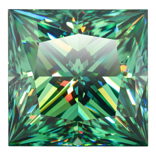 Green Princess Cut Moissanites