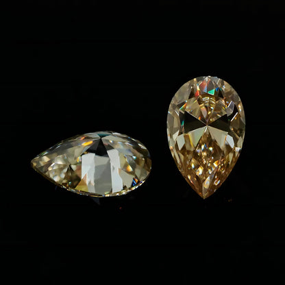 Vivid Champagne Pear Cut Moissanites