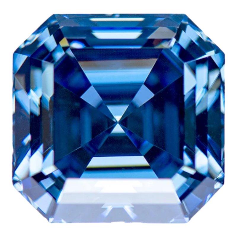 Royal Blue Asscher Cut Moissanites