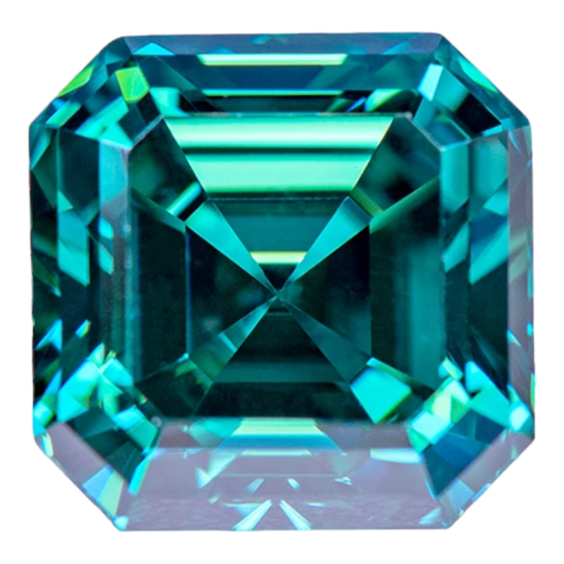 Emerald Green Asscher Cut Moissanites