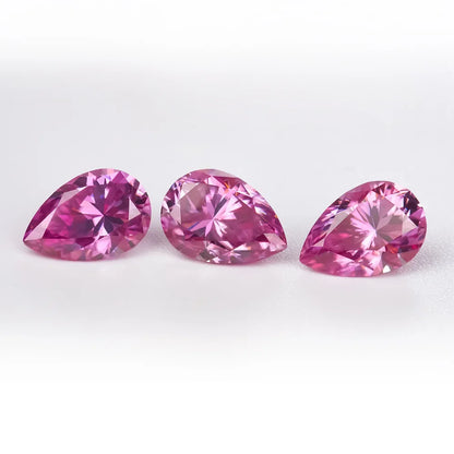 Vivid Pink Pear Cut Moissanites