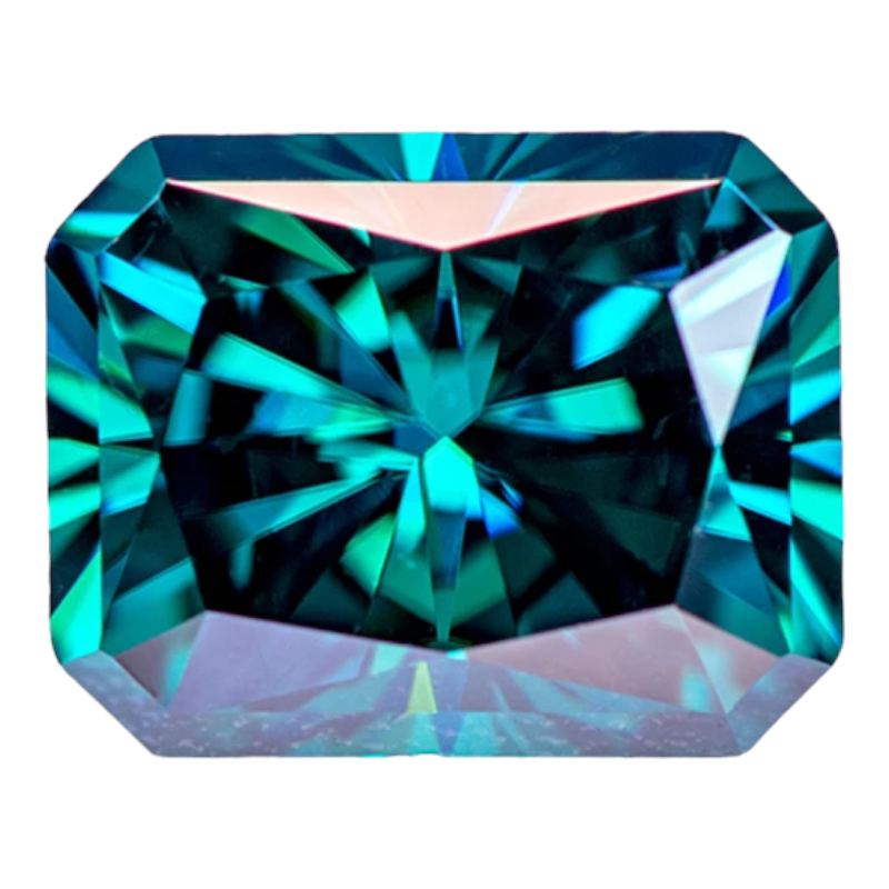 Emerald Green Radiant Cut Moissanites