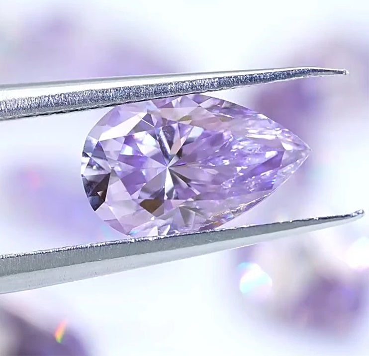 Lavender Pear Cut Moissanites