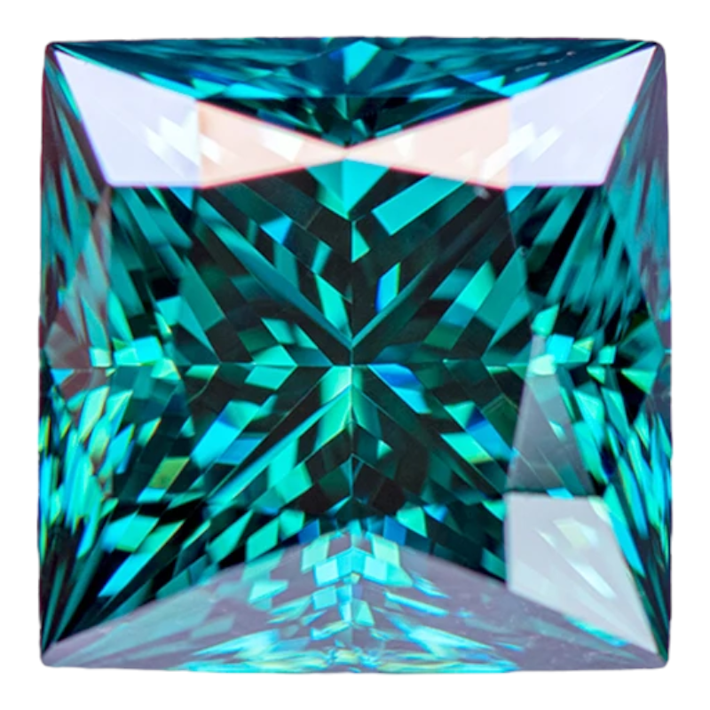 Emerald Green Princess Cut Moissanites