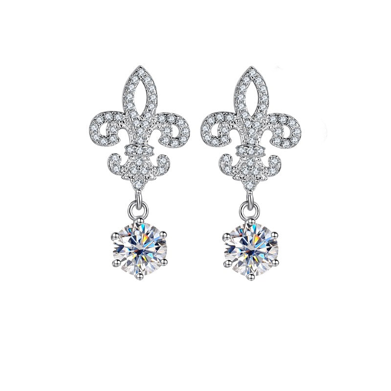 Ornate 6.5mm Moissanite Drop Earrings