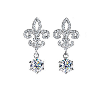 Ornate 6.5mm Moissanite Drop Earrings