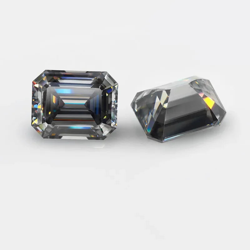 Grey Emerald Cut Moissanites