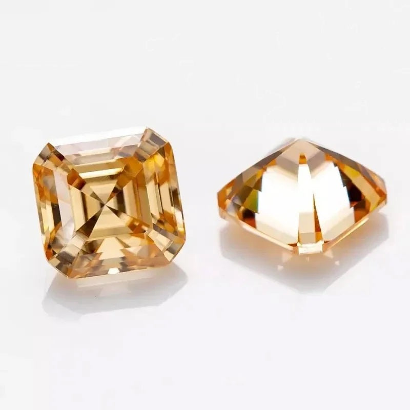 Champagne Asscher Cut Moissanites