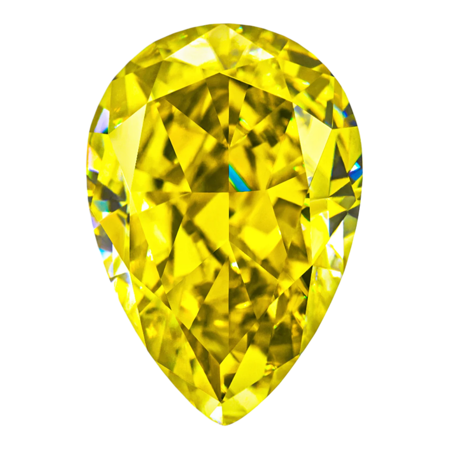 Vivid Canary Yellow Pear Cut Moissanites