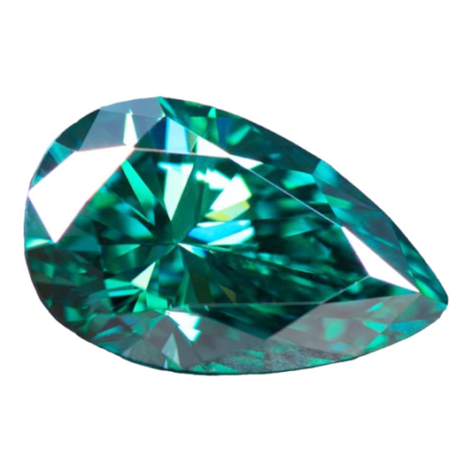 Emerald Green Pear Cut Moissanites