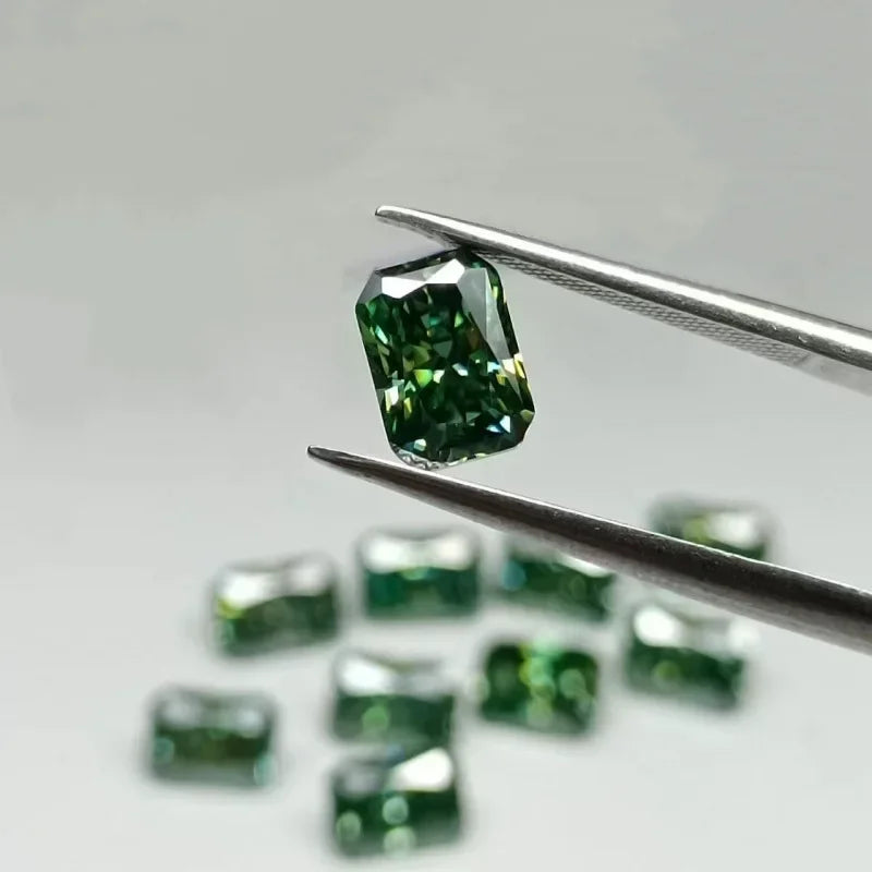 Forest Green Radiant Cut Moissanites