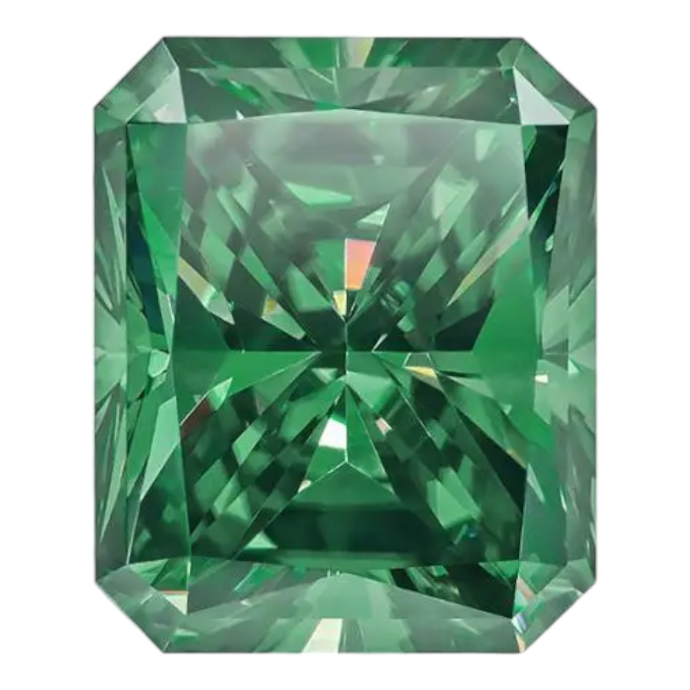 Green Radiant Cut Moissanites