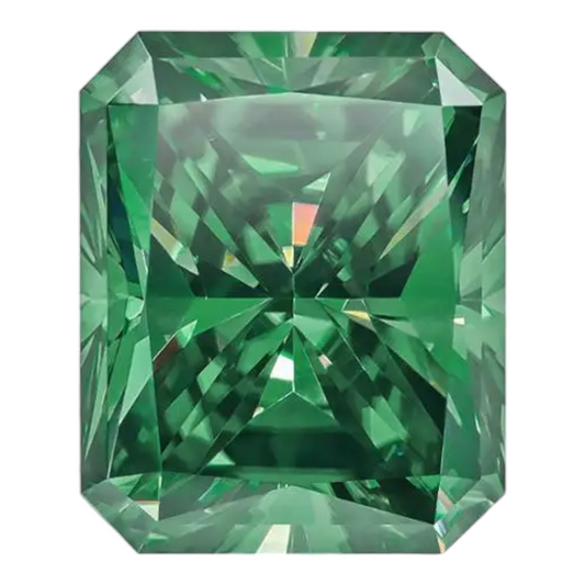 Green Radiant Cut Moissanites