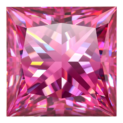 Vivid Pink Princess Cut Moissanites