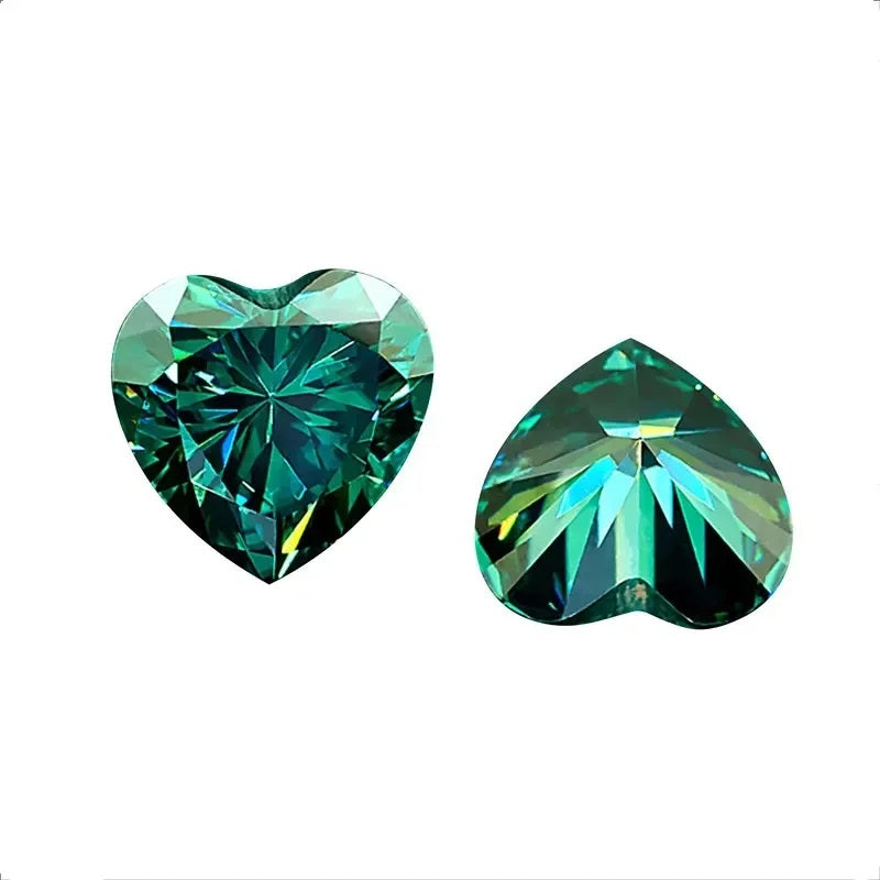 Green Heart Cut Moissanites