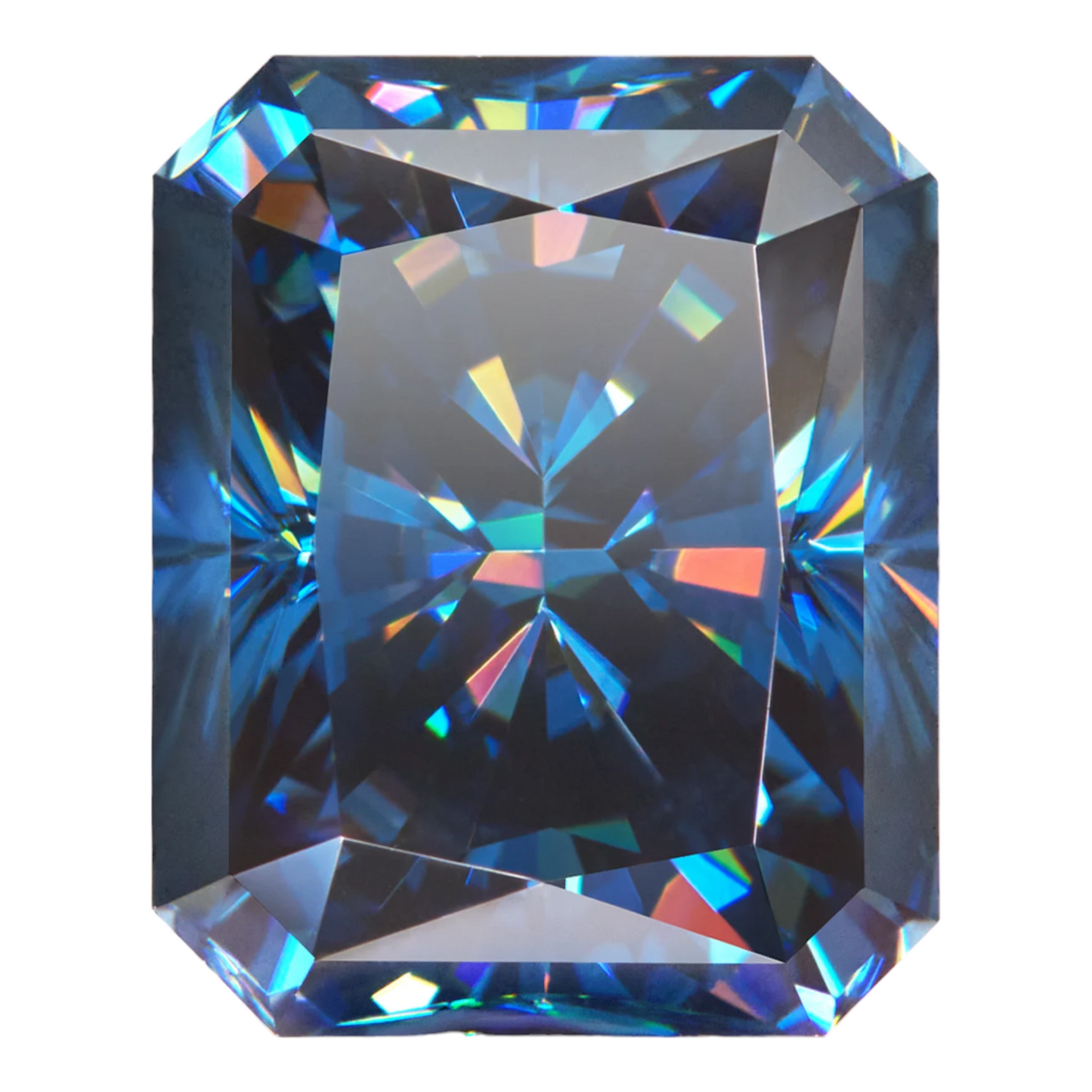 Royal Blue Radiant Cut Moissanites