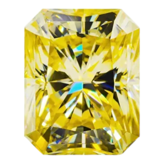 Vivid Canary Yellow Radiant Cut Moissanites