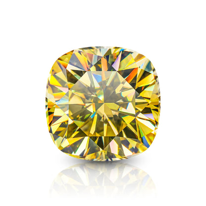 Sun Yellow Cushion Cut Moissanites