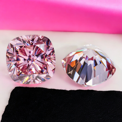 Soft Pink Cushion Cut Moissanites