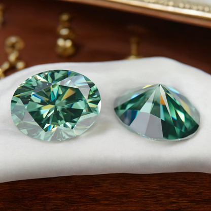 Green Oval Cut Moissanites