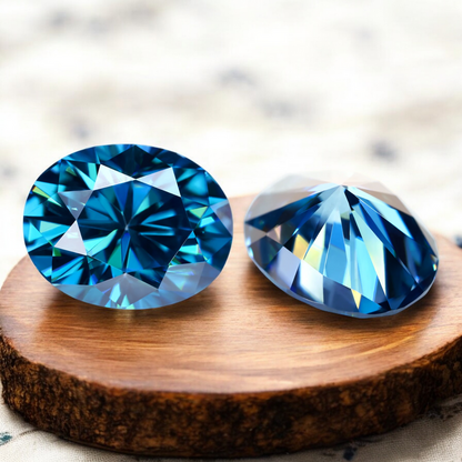 Cornflower Blue Oval Cut Moissanites