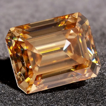 Vivid Champagne Emerald Cut Moissanites