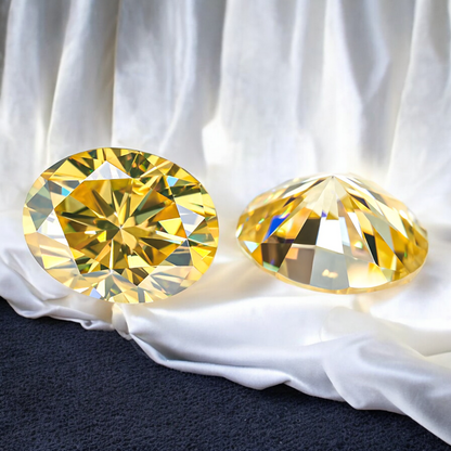 Sun Yellow Oval Cut Moissanites